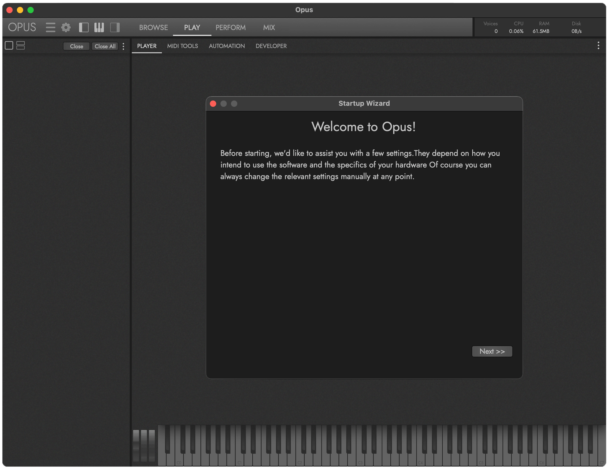 Initial Setup - Startup Wizard