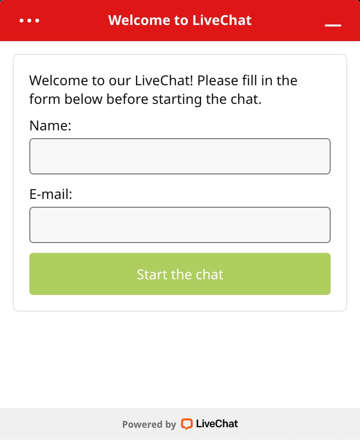 The Live Chat panel