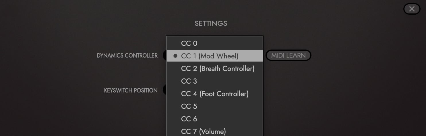 The Dynamics Controller menu