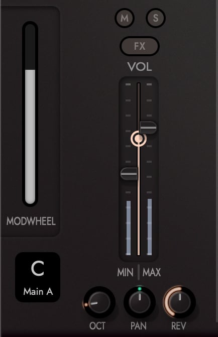The MODWHEEL meter beside a slot